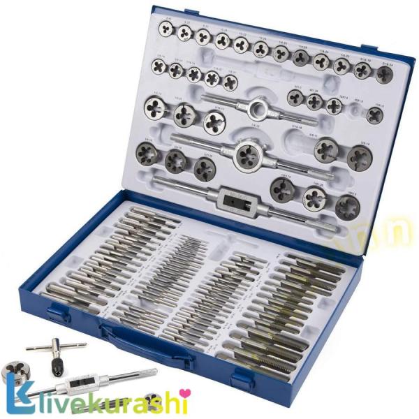 タップとダイスセット タップダイスセット インチ ねじタップツールセット ねじ切りダイス スクリュー...