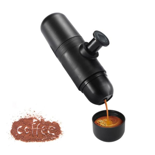 エスプレッソマシン、ポータブル手動でプッシュ式 ミニコーヒーメーカー 小型、電気不要 出張 旅行 キ...