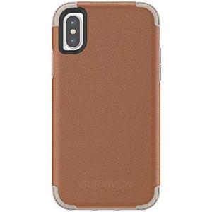 Griffin Survivor Prime Case iPhone X/XS Brown Leather スマホ ケース ハード型 カバー