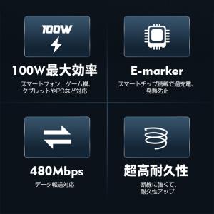 Type c ケーブル Type c 充電器 ...の詳細画像2