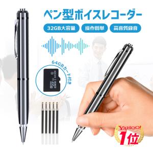 p10「64GBカード付き」 ボイスレコーダー ペン型 64GB大容量