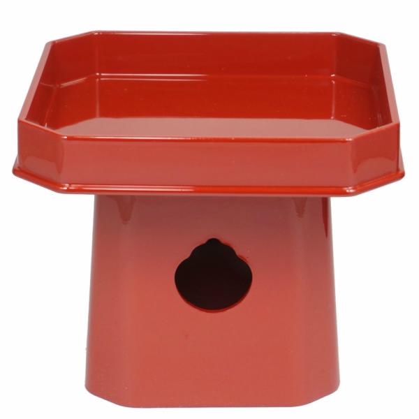 四角三宝　総朱　８．０寸［仏具］四角三方【神具】