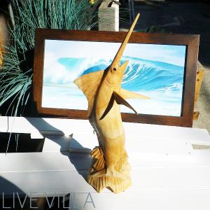 マリン カジキ マカジキ カジキマグロ 木彫り オブジェ L 置物 魚