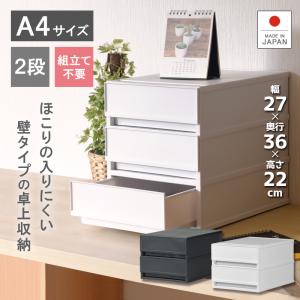 レターケース おしゃれ 引き出し プラスチック 収納ケース 2段 幅27.2cm 奥行35.6cm 高さ22.1cm A4サイズ プラストベーシックFRA402｜livewell