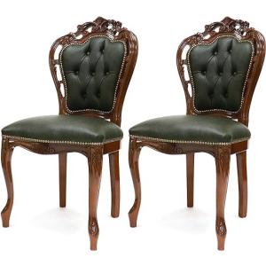 イタリア製 輸入家具 ダイニングチェア 2脚セット 金華山 グリーン