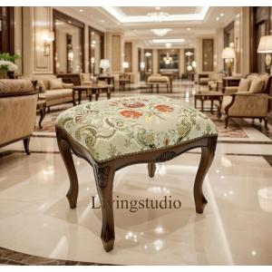 イタリア製 スツール グリーンストライプ 猫脚 木製 完成品 オットマン