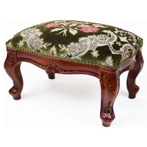 イタリア製 足置き フットスツール 金華山グリーン 猫脚 アンティーク