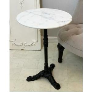 輸入家具 テーブル 大理石天板 白 モダンクラシック 70cm キャスト