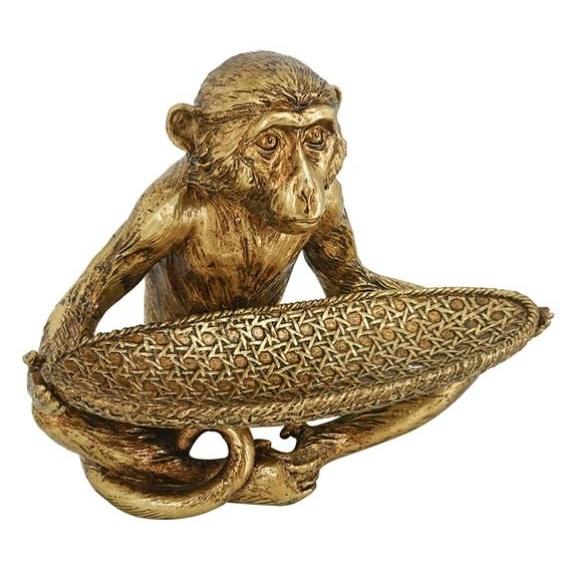 輸入雑貨 サル トレー バスケット オブジェ 小物入れ ゴールド トレイ モンキー アンティーク風 ...