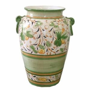 陶器 かさ立て イタリア製 アンブレラスタンド グリーン×ゴールド