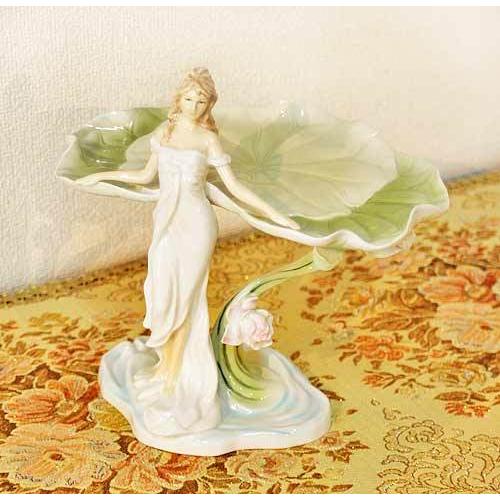 輸入雑貨 コンポート アールヌーボー 磁器 ポーセリン フェアリー 妖精 小物入れ トレー 女神 リ...