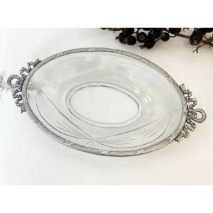 輸入雑貨 コンポート センターピース ボウル ガラス リーフ モダン