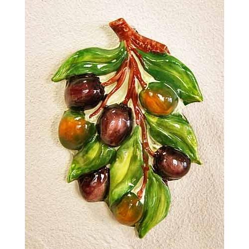 イタリア製 輸入雑貨 バッサーノ 陶器 壁飾り オリーブ 壁掛け キッチン レストラン カフェ ビス...