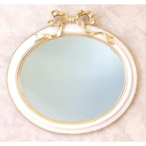 壁掛け鏡 おしゃれ ウォールミラー ロココ調 姫系 アイボリー ホワイト