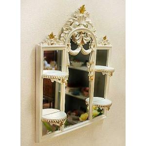 イタリア製 輸入雑貨 ミラー コンソールミラー ウォールミラー 壁掛け ロココ調 アイボリー ホワイト ゴールド isa c510ap 送料無料