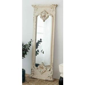 アンティーク調 木製窓枠 鏡 壁掛けミラー シャビー ホワイト 6枠