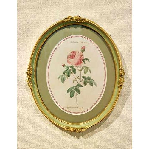 輸入雑貨 額絵 アートフレーム ロココ ローズ 楕円 ルドゥーテローズ エレガント アンティーク風 ...