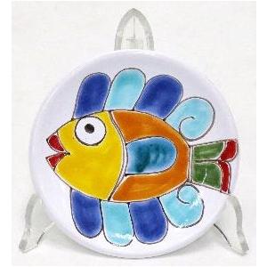 イタリア製 輸入雑貨 シチリア 陶器 絵皿 壁飾り 壁掛け 手描き 魚