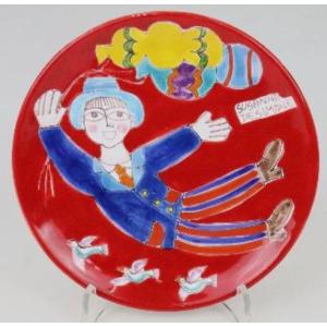 イタリア製 輸入雑貨 シチリア 陶器 絵皿 壁飾り 手描き サカナ 魚