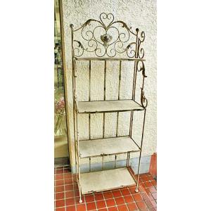 輸入家具 コーナーラック 5段 アイアン 木製 アンティーク 飾り棚