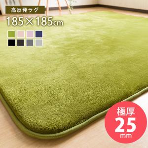 ラグマット ラグ カーペット 高反発 厚さ2cm 防ダニ 抗菌防臭 185×185cm 2畳 二畳 正方形 フランネルラグ