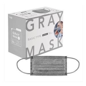 プラスライフ 不織布マスク ５層構造 グレー ふつうサイズ 個包装(50枚入)｜livingshop-akiyama