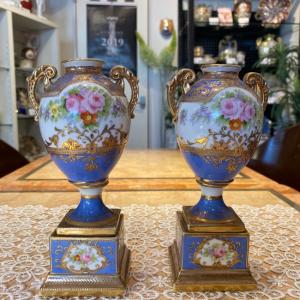 ノリタケ オールドノリタケ 金盛 花図 両耳飾壺 花瓶 : リビングT&S