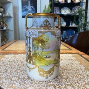 ノリタケ オールドノリタケ 朱地白菊 花瓶 寸高首長 29.5cm : リビング