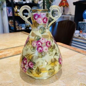 ノリタケ オールドノリタケ 金盛 花図 両耳飾壺 花瓶 : リビングT&S