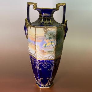 ノリタケ オールドノリタケ 朱地白菊 花瓶 寸高首長 29.5cm : リビング