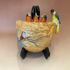 ノリタケ オールドノリタケ 金盛 花図 両耳飾壺 花瓶 : リビングT&S