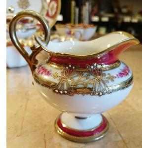 ノリタケ オールドノリタケ 金盛藍線帯華装飾紋 両耳付き蓋物 メープル