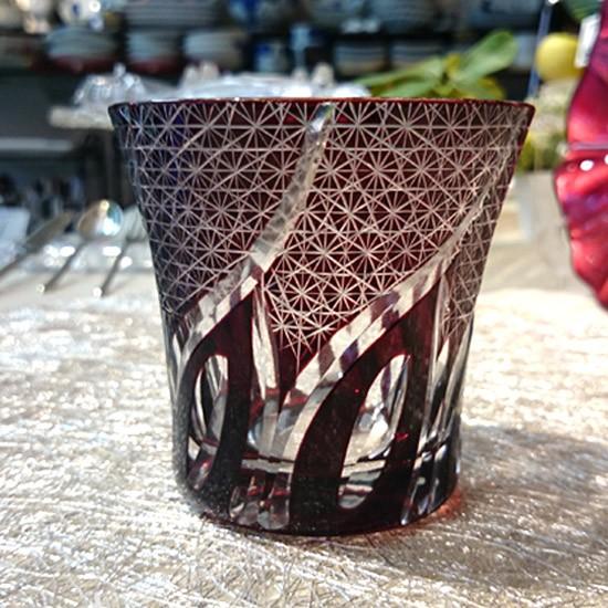 「刺し子ウエーブタンブラー」　モダン 切子（SA1）
