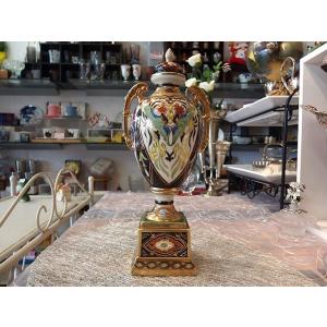 オールドノリタケ 蓋もの 金彩ジュエル湖畔図 メープルリーフ印 1891年