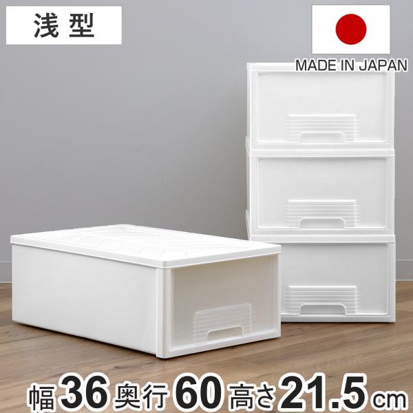 収納ケース クローゼット 浅型 ファインテナー 幅36×奥行60×高さ21.5cm （ 収納ボックス...