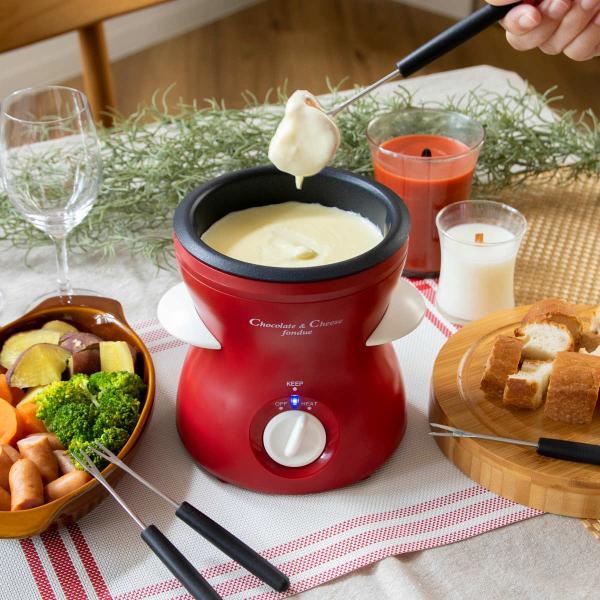 フォンデュ鍋 リトルリッチ チーズ＆チョコフォンデュ鍋 電気式 730ml フォンデュフォーク付き ...
