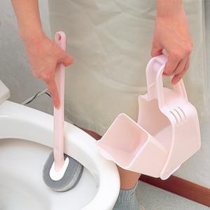 トイレブラシ ケース付き かえしも洗える スポンジ （ トイレ ブラシ トイレ掃除 そうじ トイレ用ブラシ 便器 清掃 ブラシケース ブラシ入れ 汚れ 柄付き ）｜livingut