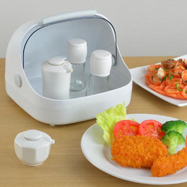 調味料ケース 卓上フード付きケース 小 プラスチック製 （ 卓上収納 キッチン収納 フード付きケース...