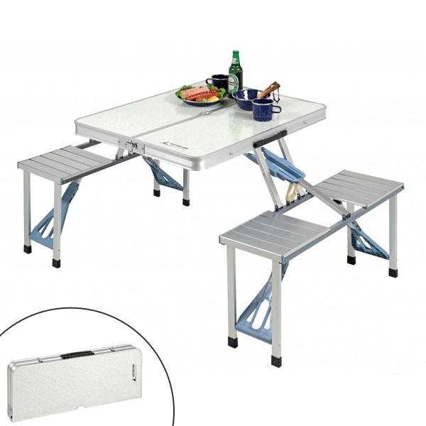 ピクニックテーブル アルミ製 ４人用 テーブル・チェア一体型 折り畳み式 （ ファミリーテーブル ア...