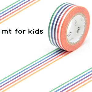 マスキングテープ　mt　for　kids　カラフル　ボーダー　幅15mm （ カモ井加工紙 マステ 和紙テープ ）｜livingut