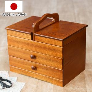 ウッドギャラリー樹 ソーイングボックス 裁縫箱 木製 北欧 3段 大容量