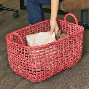 籐 バスケット 持ち手付 楕円型 ラタン製 かご 約幅56cm （ カゴ 籠