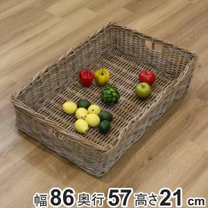 バスケット ラタン 幅86×奥行56×高さ46 持ち手付き かご 大きい