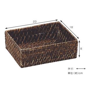 バスケット 収納 籐 角型 約幅23×奥行18...の詳細画像1
