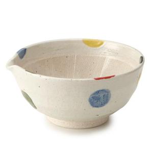 すり鉢 6号 20cm 片口 水玉 陶器 （ 食洗機対応 電子レンジ対応 和食器 日本製 鉢 中鉢 ボウル ）