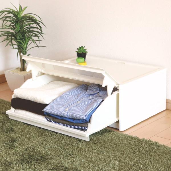収納ケース 1段 前開き 引き出し 白 完成品 日本製 （ 幅55×奥行40×高さ22.5cm スラ...