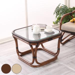 今枝商店 ラタンテーブル 円形 ガラス天板 棚付 籐家具 直径60cm