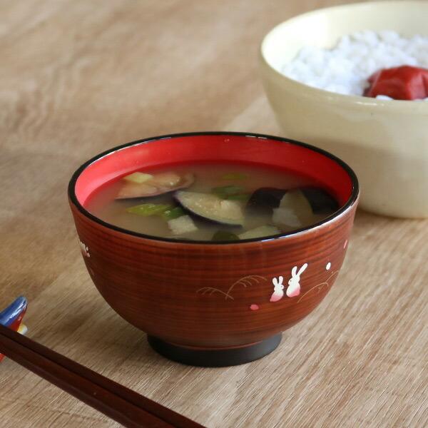 汁椀 小 木目 野うさぎ 240ml 食器 日本製 （ 電子レンジ対応 食洗機対応 和食器 割れにく...