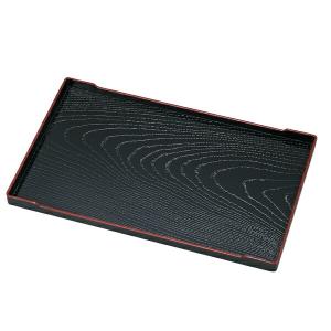 お盆 トレー 尺五 サービス盆 黒塗 渕朱(5枚組) 滑り止め加工 45.5cm 5