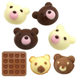 チョコレート型 くま シリコン型 16個取 （ チョコ シリコン製 製菓道具 グミ 型 クマ 熊 ）｜livingut